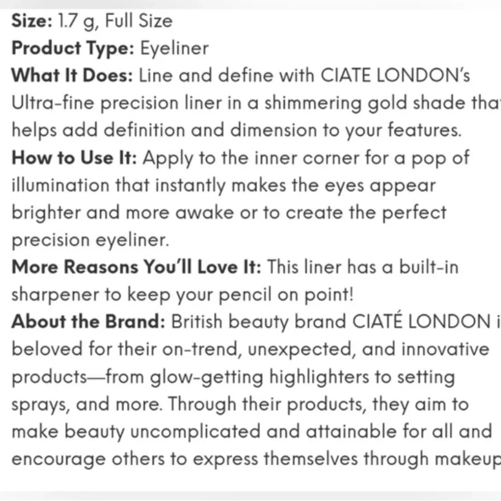 💎 CIATE LONDON Definer Liner Gel Eyeliner Starburst Full-Size New